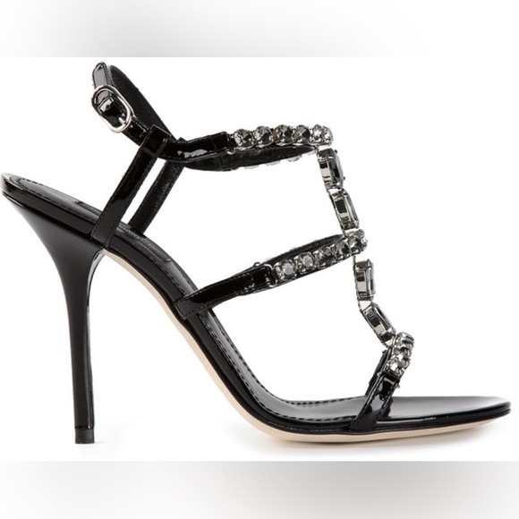 Dolce & Gabbana black patent rhinestone Heels
